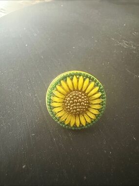 Sunflower Enamel Statement Ring in Yellow and Green
